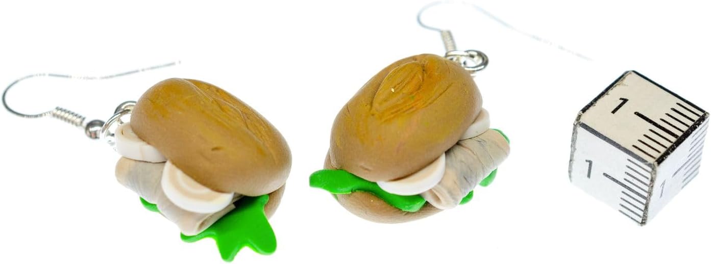Fish Sandwich Earrings Ear Studs Hangers Miniblings Handcrafted Roll
