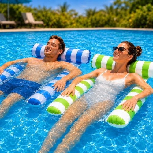 iiiBumwow flotteur piscine adulte 3-tube hamac gonflable (vert bleu)