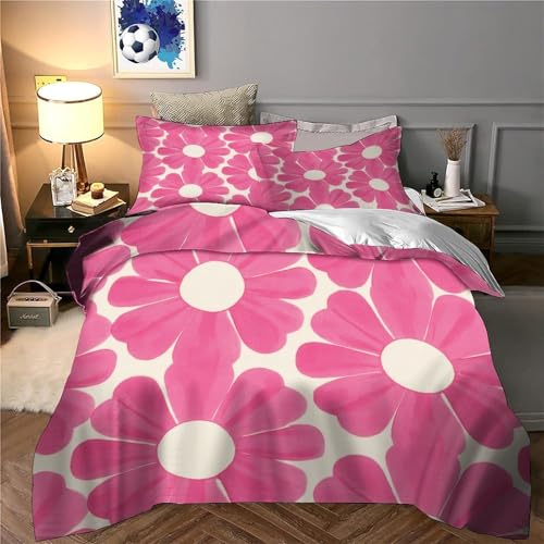 Housse de couette microfibre florale 3D zippée anti-plis lit simple