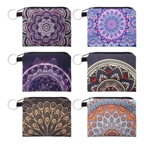 Rebanky Mini Porte Monnaie en Toile, 6 Petites Pochettes Tissu, 12 x 9,5 cm
