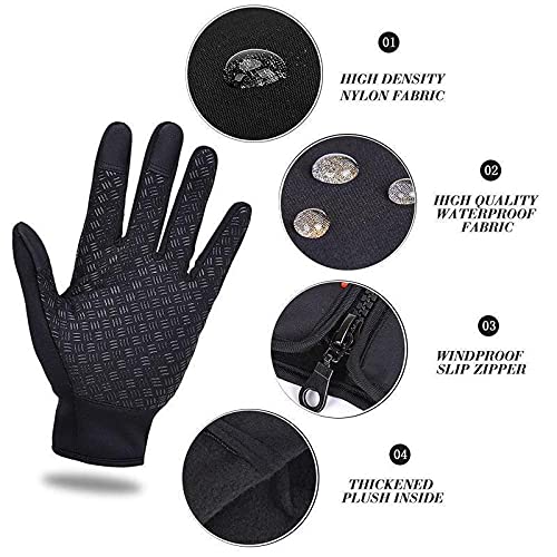 Handschoenen voor dames en heren, winterhandschoenen, touchscreen-compatibel, warme werkhandschoenen, sporthandschoenen, voor hardlopen, camping, wandelen, fietsen, zwart