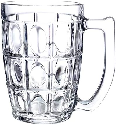 Yera Glass Beer Mug (capacity-375 ml Each), Set of 2, Transparent, Glasses Suitable for Beer, Water, Juice, etc, Perfect for Home, Restaurants and Parties