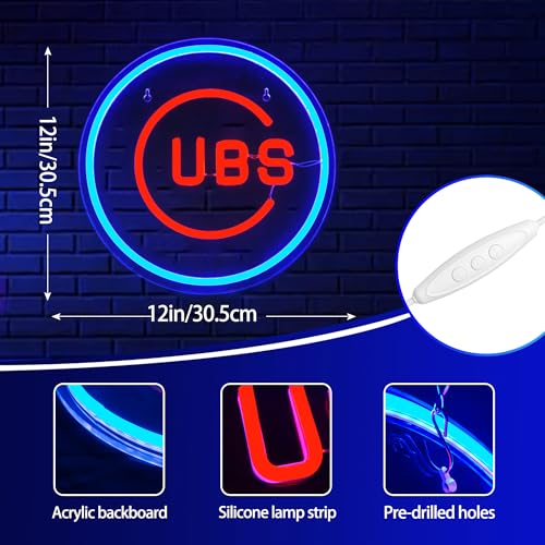 Image of Baseball Neon Sign for Wall Decor Baseball Neon Light for Man Cave Dimmable Team Logo Led Sign for Club Bar Party Dorm Bedroom Game Room Decor Birthday Gifts for Men Size 12 * 12 In(ZYLD060)