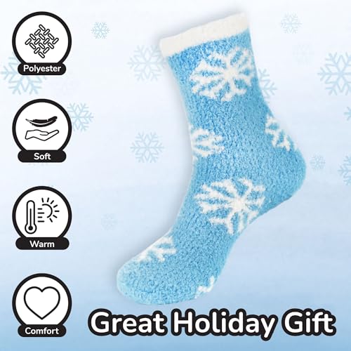 Image of BambooMN Colorful Fuzzy Socks - Assorted Super Soft Warm Microfiber Comfy Home Socks - Value Pack