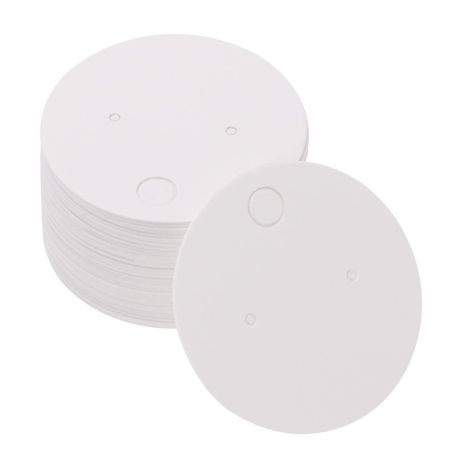 ShapentyShapenty 4cm Diameter Small Round Blank Kraft Paper Ear Studs Earring Display Cards Price Label Tag Jewelry Cards Holder, 50PCS (White)