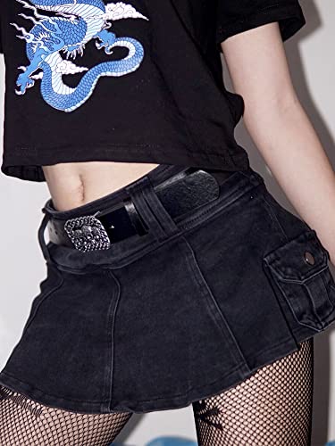 Saia jeans gótica Harajuku Y2k feminina gótica escura streetwear mini saia gótica punk grunge sexy e
