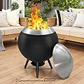 20 Inch Smokeless Firepit, Outdoor Smokeless Fire Pit with Grill, Waterproof Lid and Bag, 2 in 1 Fire Pits for Outside Wood Burning, Stainless Steel Potable Fire Pit for Bonfire, Camping, Picnic