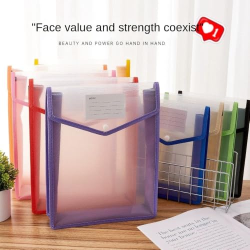 Image of Plastic Poly Envelope File Folder with Snap Button Closure, Waterproof, Legal Size, Assorted Colours (5)