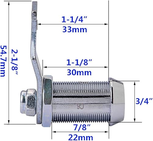 Miniatura 6 de Bloqueo tubular de repuesto para caja de herramientas de 90 grados, cámara de gancho, cerraduras de gabinete con llaves, cajón de almacenamiento de