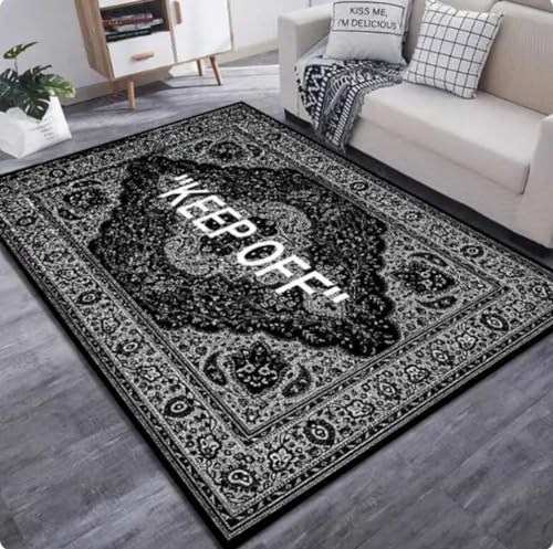 Tapis noir et blanc PASPRT tapis de sol décor géométrique