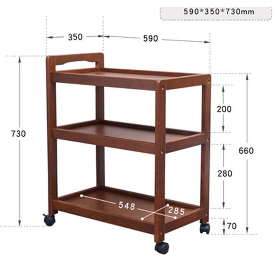 ZYFA Carrello di Servizio,Carrello portavivande,Carrello Multiuso, 3 Ripiani Carrello Ristorazione Dessert Casa a Mano con Rotella per Ristorante