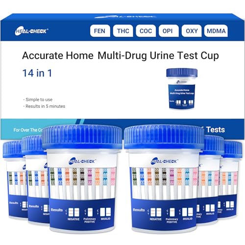 6 Pack 14 Panel Multi Drug Urine Test Kit - Accurate Home Multi-Drug Urine Test Cup for Fen,AMP, BUP, BAR, BZO, COC, MET, MDMA, OPI, MTD, OXY, PCP, PPX, THC