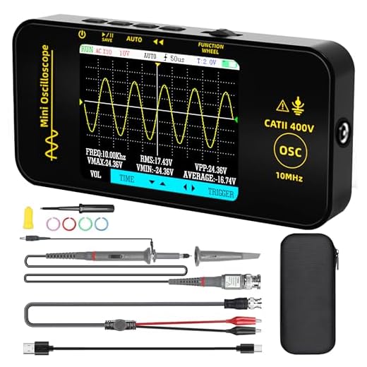 BSIDE Handheld Oscilloscope 3.2'' TFT Display Portable Digital Oscilloscope 10MHz Bandwidth Automotive Oscilloscope 48MSa/s Sampling Rate Trigger Function Auto/Nomal/Single