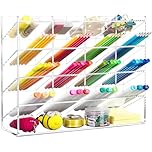 BEYGORM Acrylic Vertical Marker Organizer for 200 Markers,Angled Pen Holders Desktop Organization,Clear Large Stationary Pencil Holder for Desk,Art Supply Storage Organizers for School Supplie