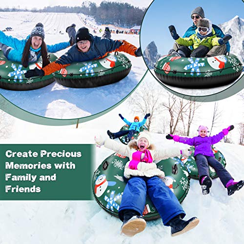 Extra Large 50 Inch Snow Tube with Backrest No More Popped with Thicker K80 Military Grade Material Inflatable Snow Sled for Kids and Adults Durable Sledding Tubes Heavy Duty Inflatable Snow Tube - Thumbnail 5