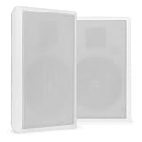 Power Dynamics WSF30W - 100V Wandlautsprecher Flach -Lautsprecher Boxen - 2er Set - 20 Watt - Festmontage an Wand und Decke - Boxen Set für Zuhause, Gastro, Bars, inkl Befestigung - Weiß