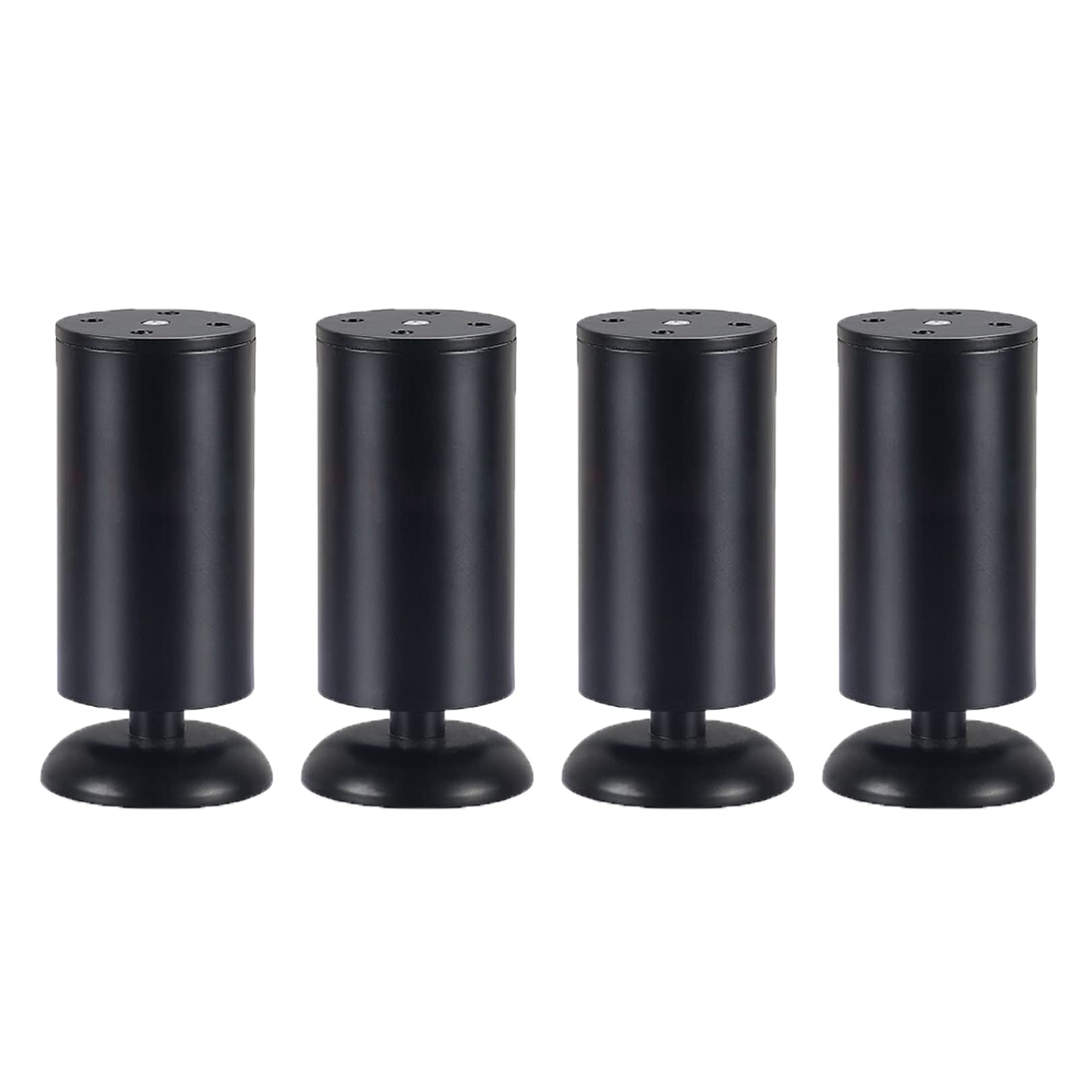 Piedini Regolabili per mobili in Acciaio Inox per Divano, Poltrona, Armadio, Letto, divanetto, Colore Nero, 4 Pezzi (6 cm)