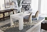 Am Group Home TAVOLO CONSOLLE ALLUNGABILE MIRIANA, DESIGN MODERNO ELEGANTE, PER CASA UFFICIO, 8 POSTI SALVASPAZIO MULTIPOSIZIONE, ALLUNGABILE FINO A 2.37 METRI, BIANCO LUCIDO
