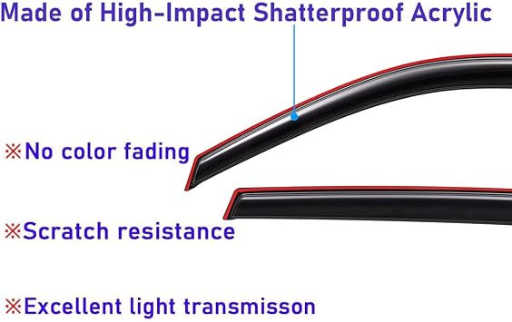 Lightronic Extra Durable Clip-on in-Channel Auto Vent Window Visor, Fits 2019-2025 Toyota RAV4, UV Protection Rain Guard, Original Wind Deflector, No-Drill Easy Install, Dark Smoke, 4-Pcs