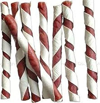 HANU Spiral Munchy Rawhide Mutton Flavor Chew Stick 1 kg Pack for Dogs & Puppies (Mutton Flavor) 01