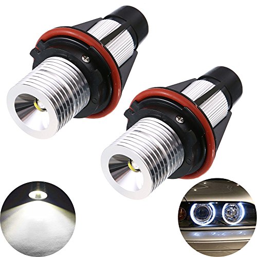 2Pcs White BMW Angel Eyes Halo Ring Marker Light Bulb CREE Led Headlight 5W 6000K 720Lm for BMW 1 5 6 7 Series X3 X5 (Fit E39 E53 E60 E63 E64 E65 E66 E83 E87)