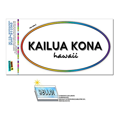Graphics and More Rainbow Euro Oval Window Bumper Laminated Sticker Hawaii HI City State Aie - Wai - Kailua Kona