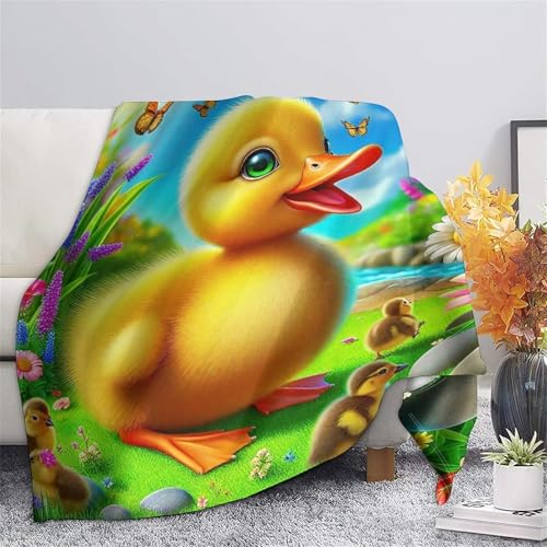 Couverture microfibre moelleuse jeté de canapé chaud imprimé canard jaune 3D - 7