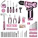 Pink Tool Set: Tool kit with 12V Cordless Drill Set for Women Home Hand Repair Tools Sets Drills Case