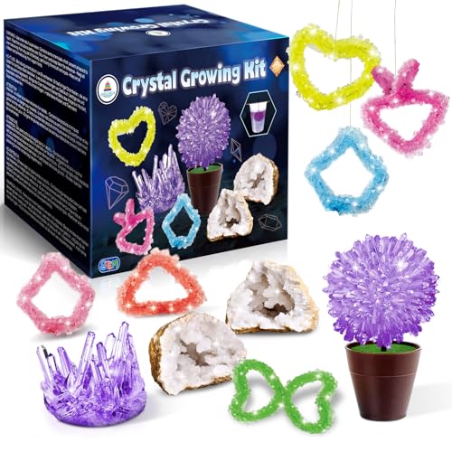 UNGLINGA Kristall-Zucht Experimentierset für Kinder, aufbrechbare Geoden Kristalle Experimentierkästen Geschenk Experimente fürs Kinderzimmer mit vielen Formen, Farben und Größen
