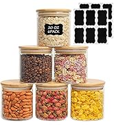 ComSaf Airtight Glass Food Storage Jars Set of 6, 20oz/600ml Clear Glass Food Storage Container w...