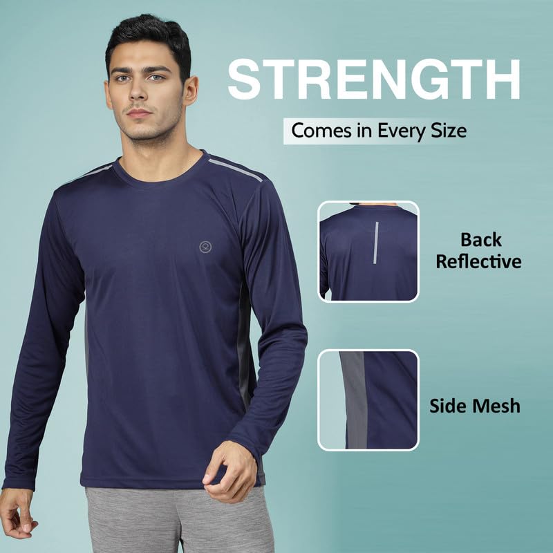 Image of CHKOKKO Gym T Shirts for Men Workout Solid Quick Dry Sports Men T-Shirts Breathable Lightweight Full Sleeve Regular Fit Round Neck Running Stylish Tshirt for man