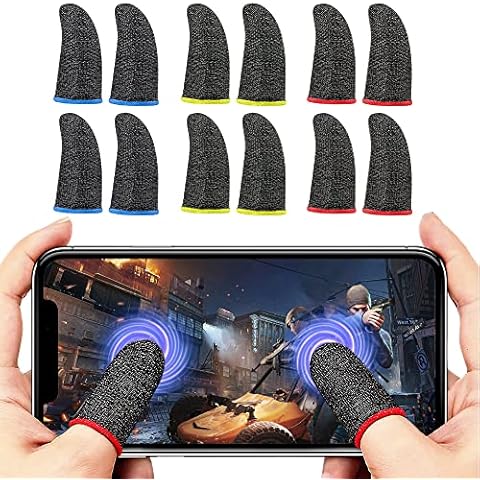 BORLTER CLAMP Handy-Gaming Finger Sleeve (12er Pack), PUBG Fingerabdeckung Schweißfest rutschfest Gaming-Daumenhülle für Touchscreen-Spiele Cover