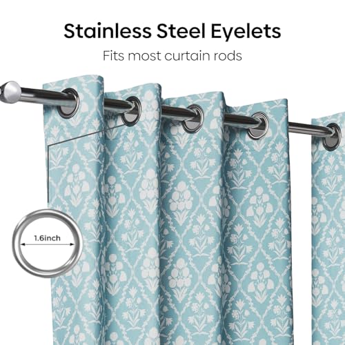 Image of haus & kinder Digital Printed Cotton Door Curtains 7 Feet Long Pack of 2 Door Curtains, 7 Feet Curtains for Door (Heritage Hues, Teal 130x213 CM)