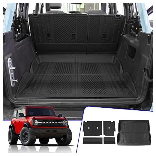 Rongtaod Fit 2021 2022 2023 Ford Bronco 4 Door Cargo Liner Rear Trunk Mat Backrest Mats Back Seat Cover TPE All Weather for Bronco Accessories (Trunk Mat+Backrest Mats)