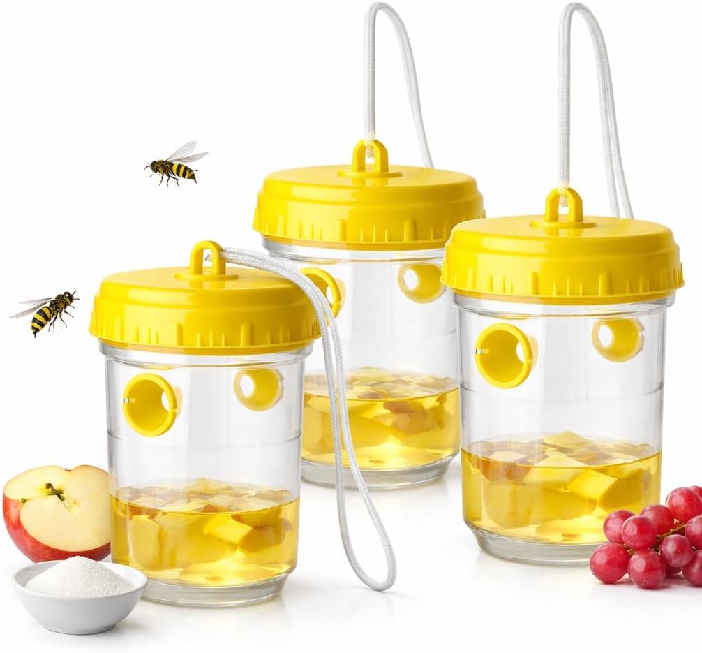 Piège à guêpes – Piège à mouches et répulsif efficace pour l'extérieur – Moyen contre les guêpes – Pour jardin, balcon et extérieur (15 x)