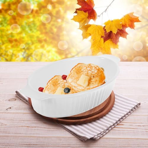 Luxshiny Ceramic Baking Tray Oval Porcelain Dish with Handles Bakeware for Lasagna Casserole Dishes Cheese Snacks and Dessert Microwave Dishwasher Refrigerator and Oven Safe - Image 5