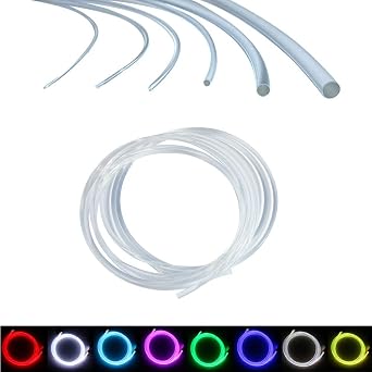 AKEPO 0.06in1.5mm*16.4ft5m PMMA Plastic Side Glow Cable for Optical Fiber Light, Fiber Optic Lighting Decoration for Car Home Use Fiber Optic Light