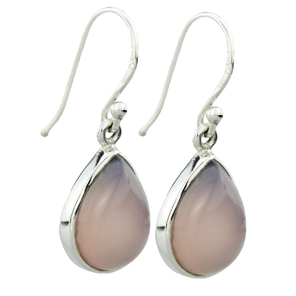I Be, quarzo rosa gemma 10 X 14 mm orecchini goccia 925
