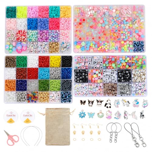 Image of Ambitieux DIY Jewellery Bracelet Making set Kit for Kids & Adults | 3000+ Beads, Alphabet Beads, Charms & Accessories | Bracelet, Necklace, Phone Charm & Keychain Making Set | Art & Craft girls birthday Gift box