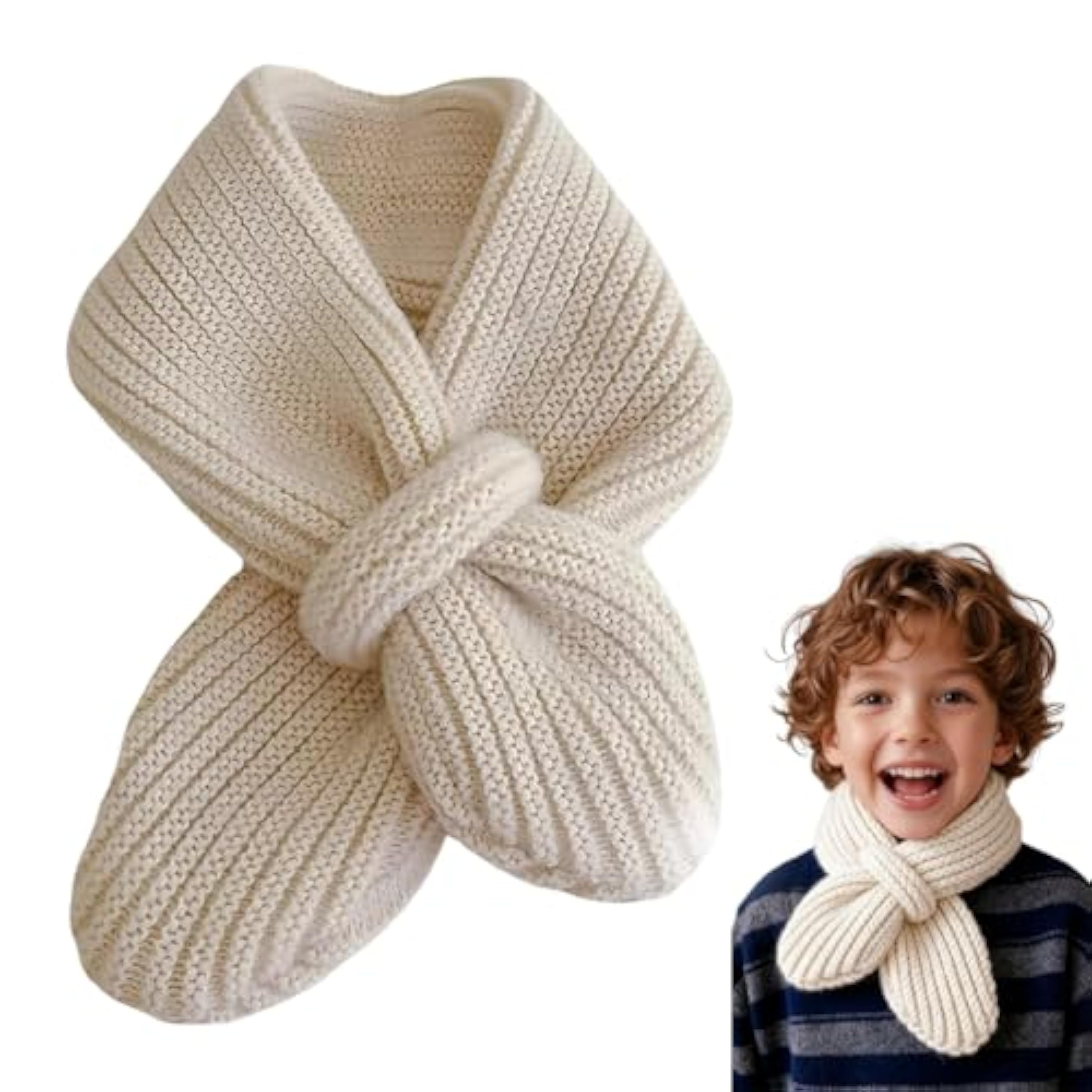 GNALIA Bufandas Niña, Bufanda Infantil Unisex Para Bebé, Color Blanco Hueso, 1 Unidad