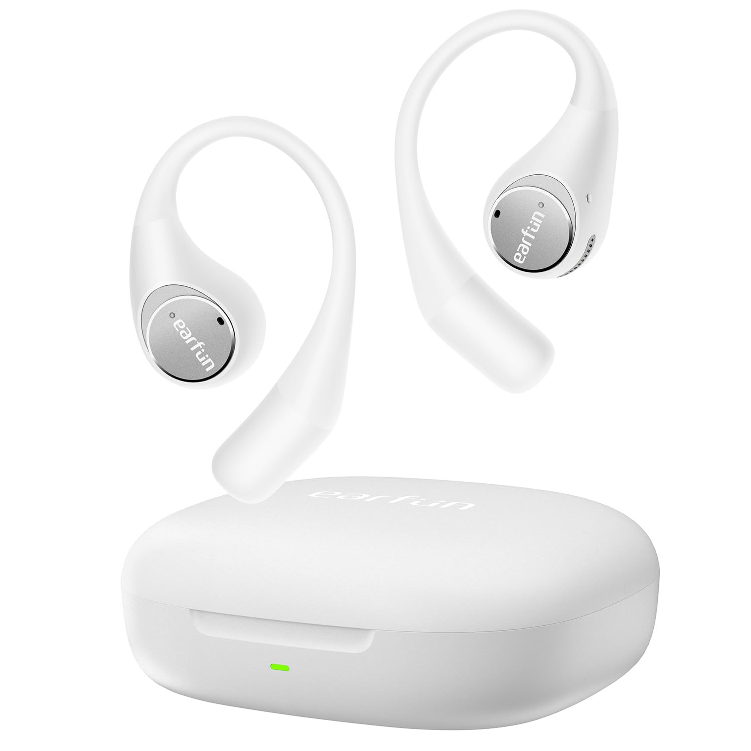 EarFun OpenJump Cuffie Open-Ear Sport, Auricolari Wireless Bluetooth | Hi-Res Audio, LDAC,42 Ore, Ricarica Wireless, Chiamate Chiare IA, Modalità Gioco, Connessione Multipunto, IPX7, Bianco