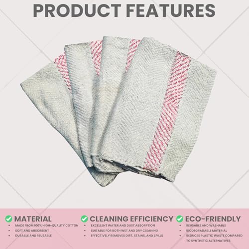 Image of Zureni 18x26 Inch Cotton Pocha with High Water Absorption Reusable & Washable Floor Cleaning Sweeping Dusting Cloth for Home Kitchen and Office (Pack of 4, Off White)