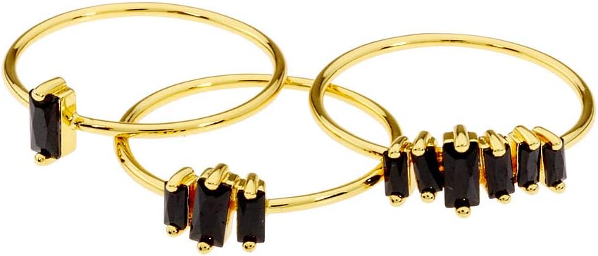 Gorjana Amara Gold Ring Set With Black Cubic Zirconia Size 6 1611302601G