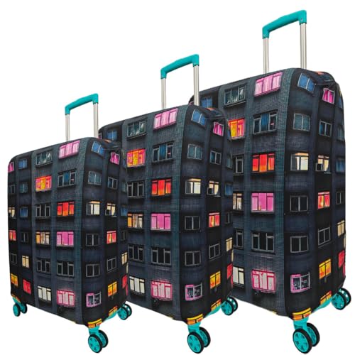 Image of Printed Luggage Cover for Traveling Bag & Suitcase - Stretchable & Scratchproof Trolley Protector with Velcro Lock & Lightweight Washable Material(Suitcase Bag Not Included, Only Cover in Product)