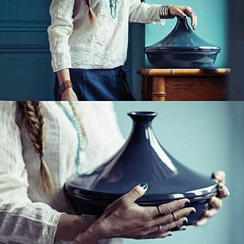 WEIZI Cast Iron Pot with lid Ceramic pots with lid Tajine Saucepan with lid Scratch-Proof high Temperature Resistance Compatible with All hobs Casserole Dish Color  1