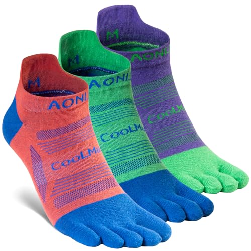 Image of AONIJIE Toe Socks for Men and Women High Performance Athletic Running Five Finger Ankle Socks