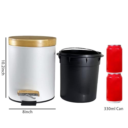 Cubo de basura pequeño con tapa de cierre suave cubo de basura de 13 galones para baño contenedor de basura con cubo interior para dormitorio