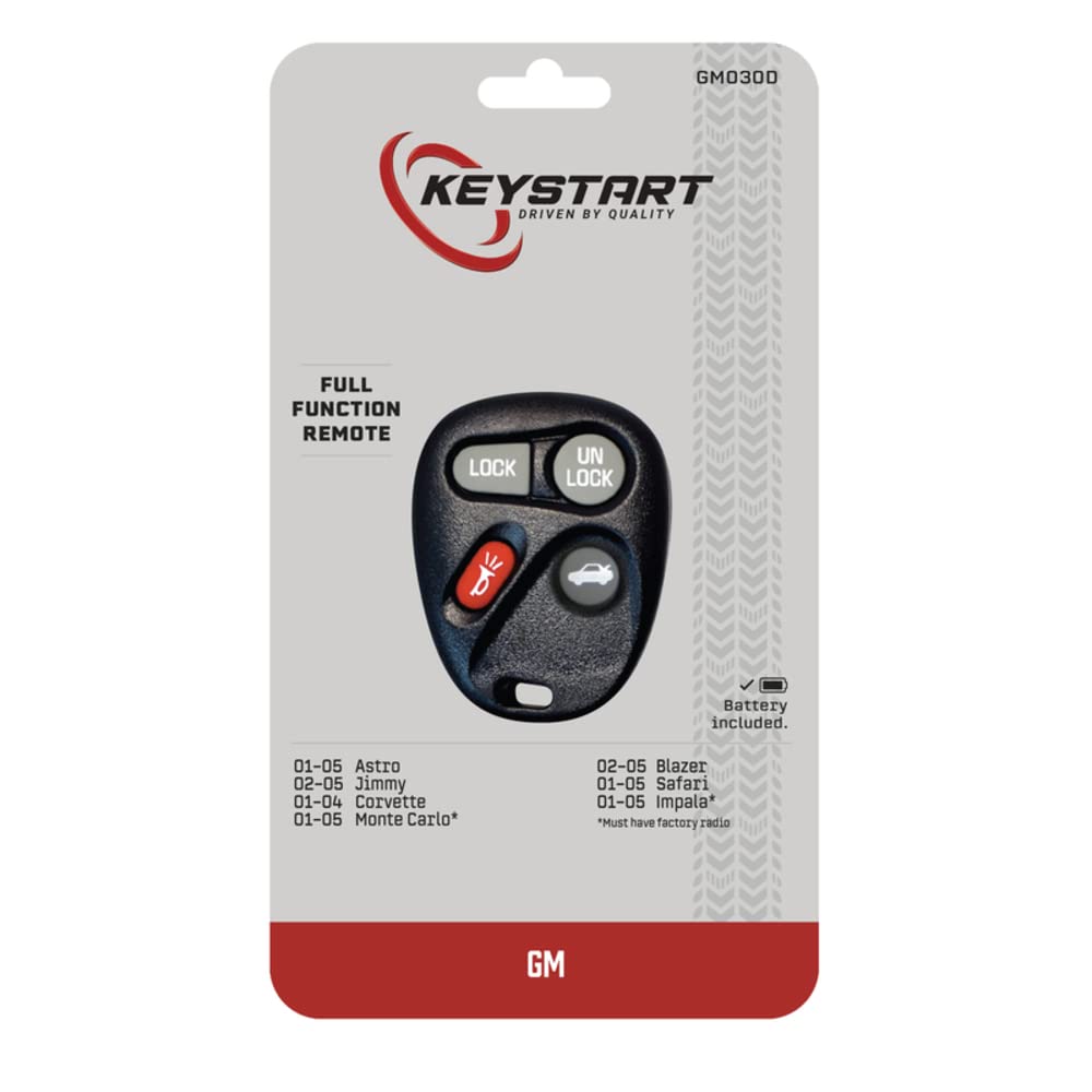 Duracell Self Programmable Remote Automotive Replacement Key GM KOBLEAR1XT 4-Button Remote L Double sided