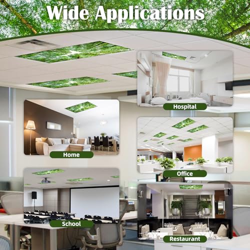 Image of ANGSYLTH 8 Pcs Fluorescent Light Covers - 4 x 2 Feet Covers for Ceiling Lights, 8 x 10 Magnetic Light Filters for Classroom, Office, Hospitals (Spring & Forest)