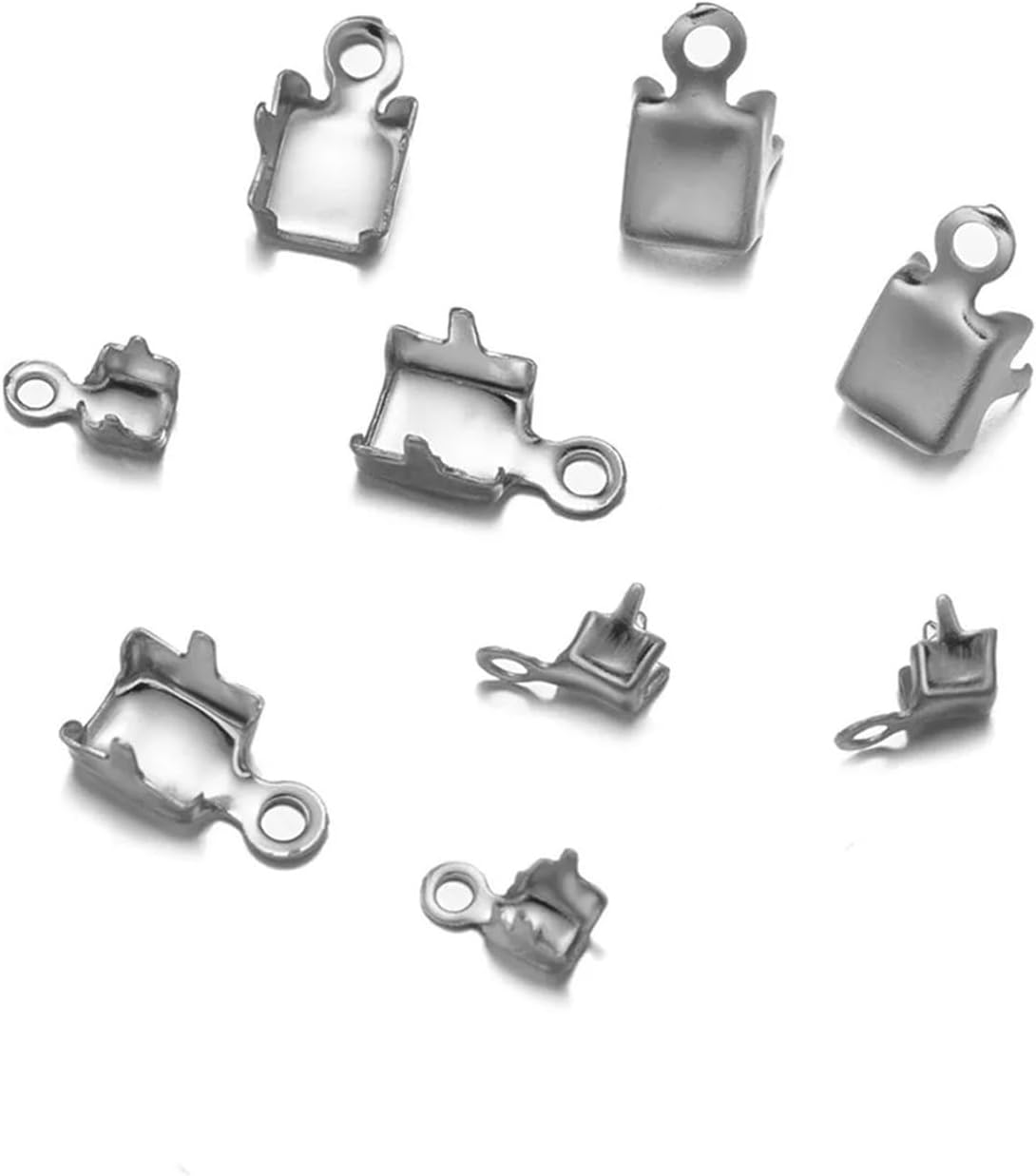 Cord End Caps Cord End Caps 500pcs Stainless Steel Crimp Bead Clasp Cap String Ribbon Leather Clip Foldover Connector(3mm)